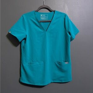 Figs blue green Casma three pocket v-neck scrub top size medium